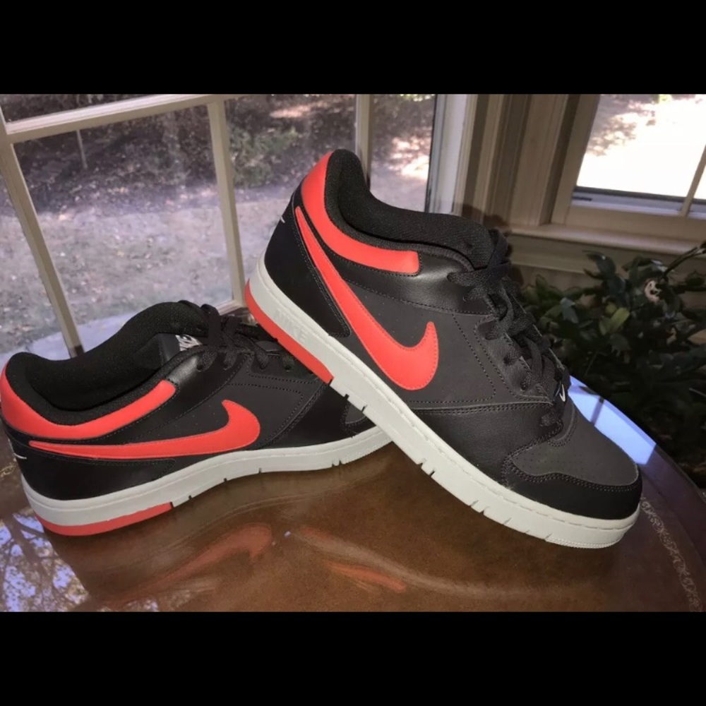 Nike Air Force 1. Black and Neon Orange